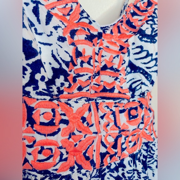 Windsor Spaghetti Strap Racerback Summer Dress Coral Navy and White - Picture 4 of 10